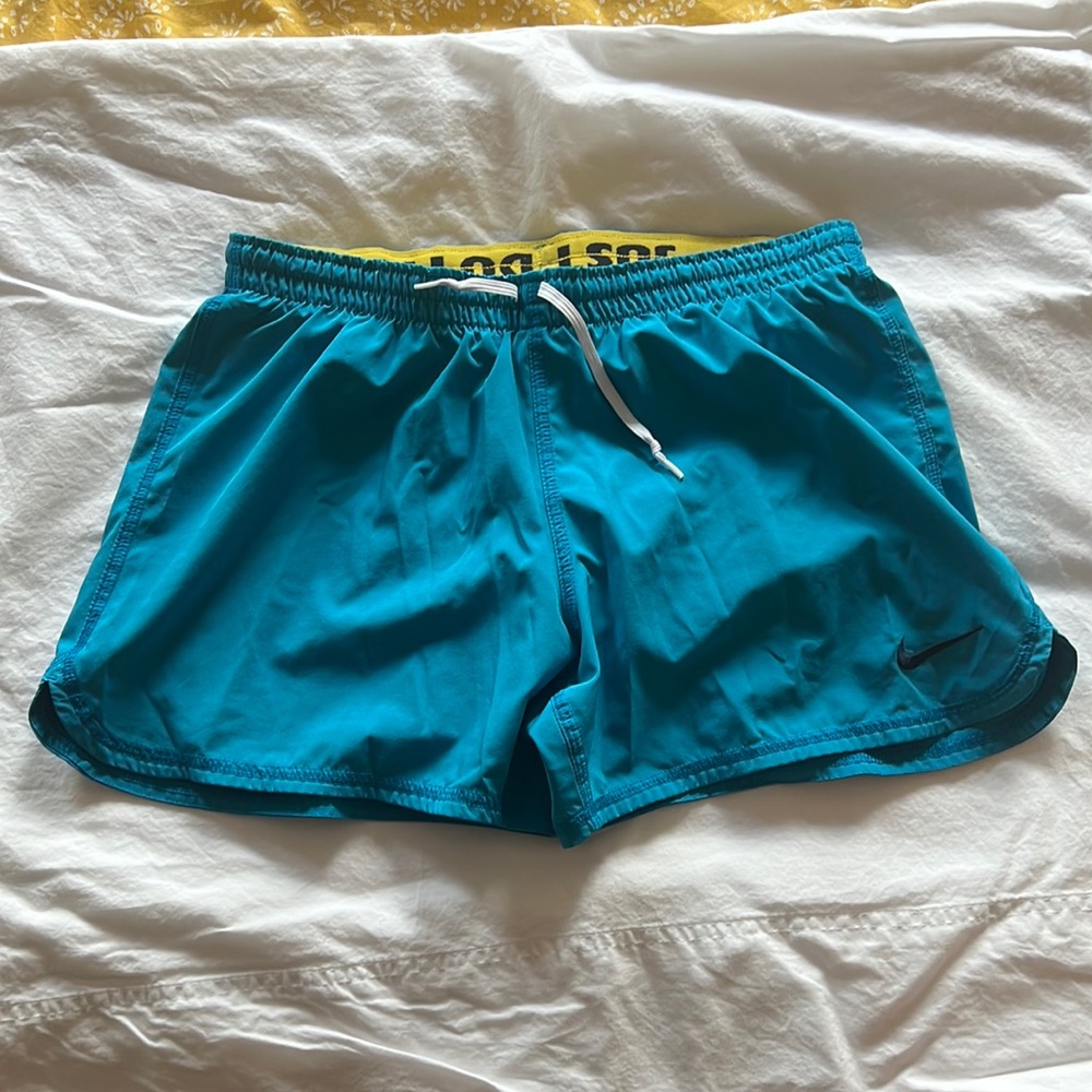 blue Nike 2-in-1 dri-fit running shorts